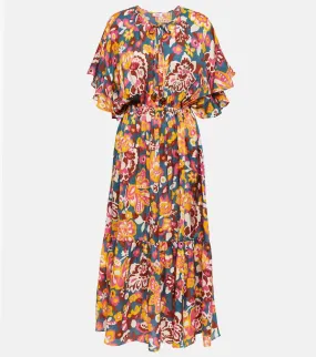 Eres Piment floral silk and cotton midi dress