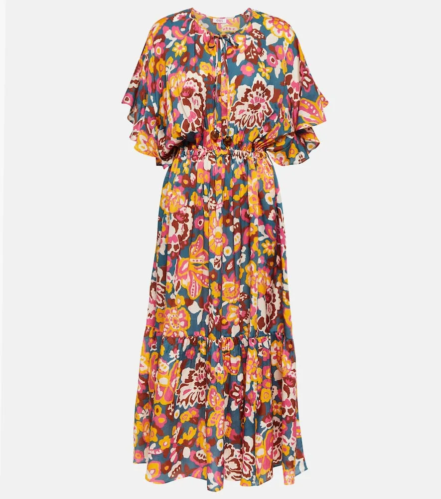 Eres Piment floral silk and cotton midi dress