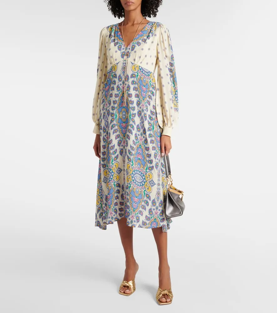 Etro Paisley cr√É¬™pe de chine midi dress