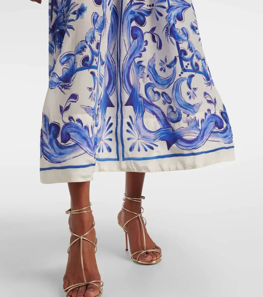 Farm Rio Garden Tiles cutout midi dress