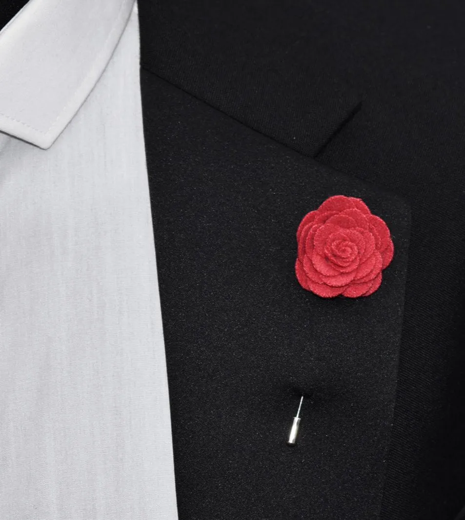 Felt Rose Lapel Pin, Hot Pink