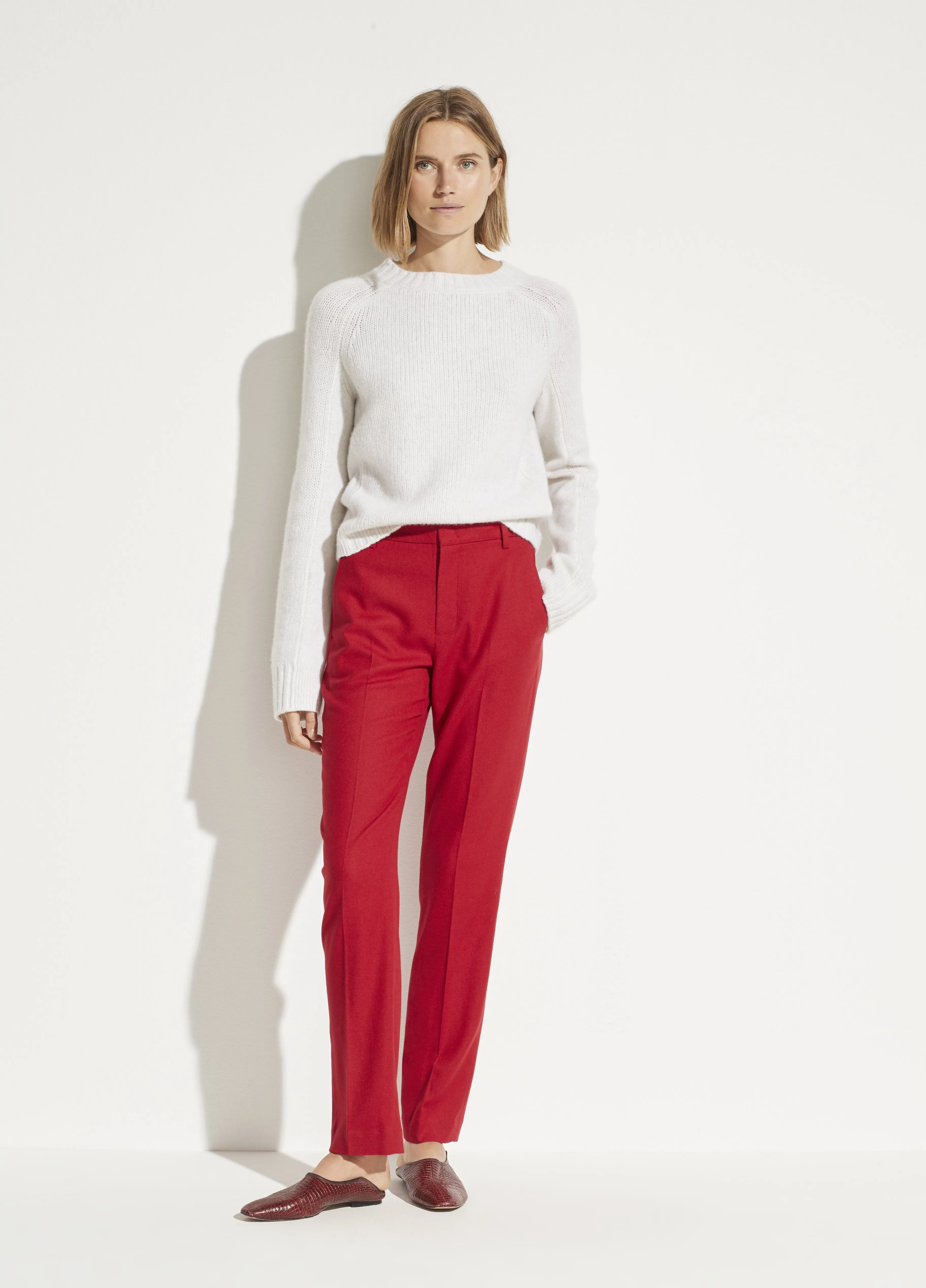 Flannel Tailored Pant in Crimson