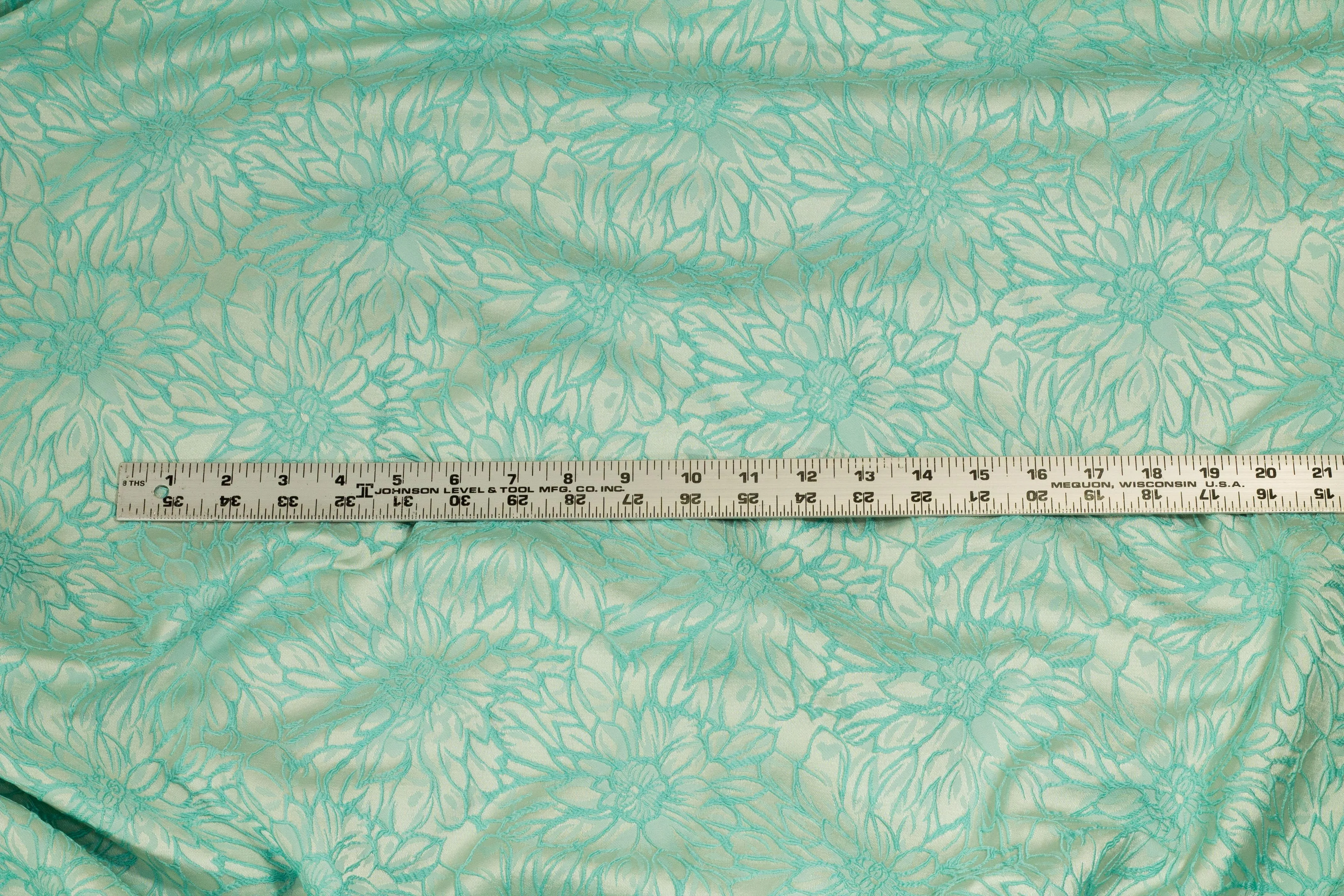 Floral Brocade - Turquoise Blue