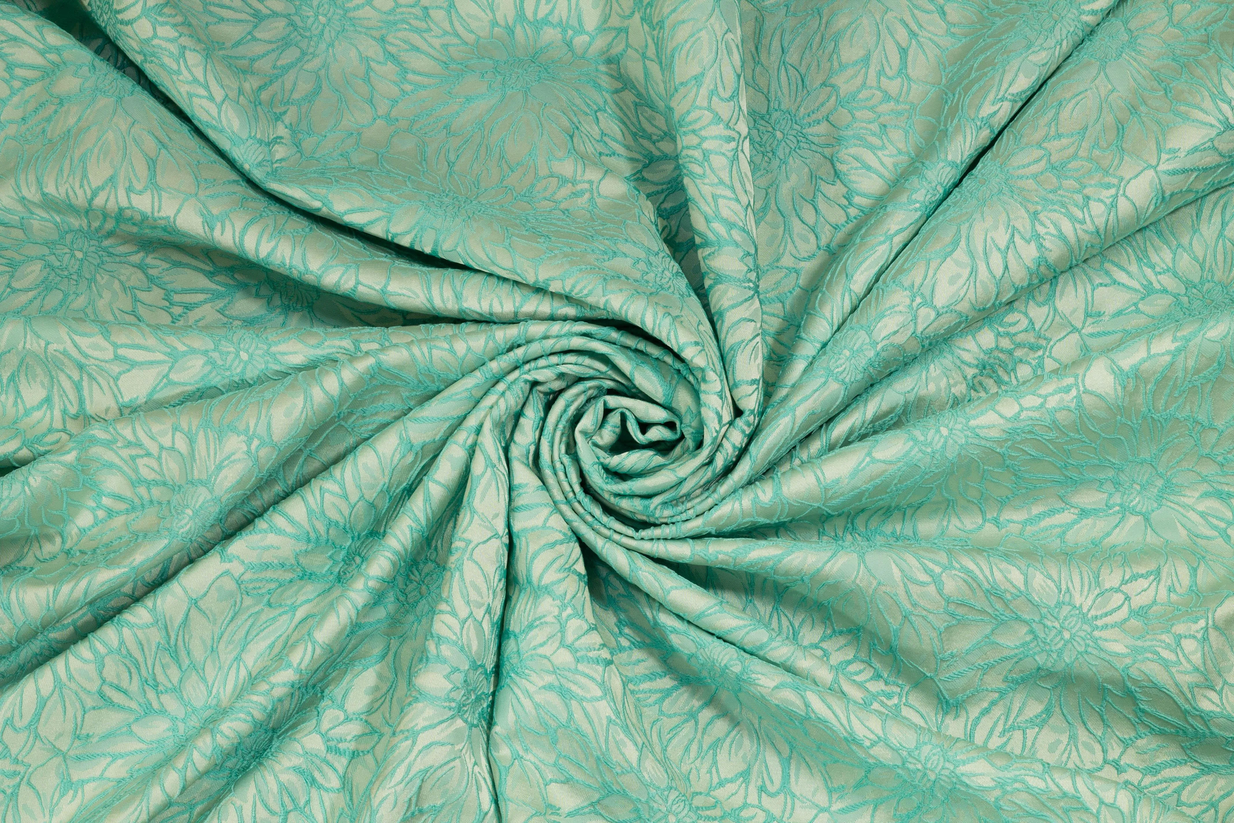 Floral Brocade - Turquoise Blue