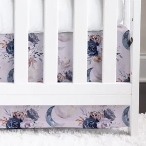 Floral Moon Purple Crib Skirt