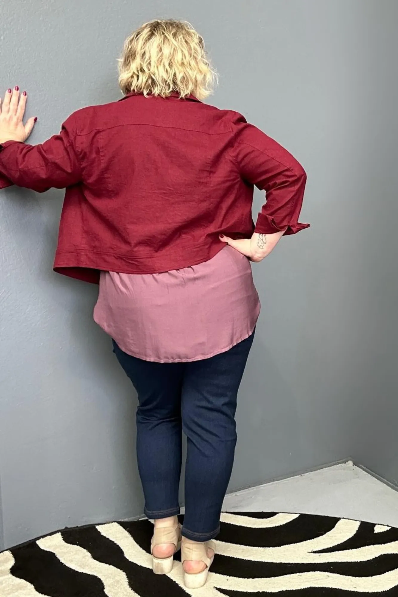 'FRANKIE' Stretch Linen Jacket - Plum