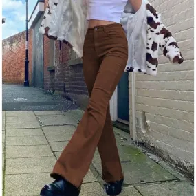 Free People x Sandrine Rose Super Flare Jeans Pants Sz 24 Burnt