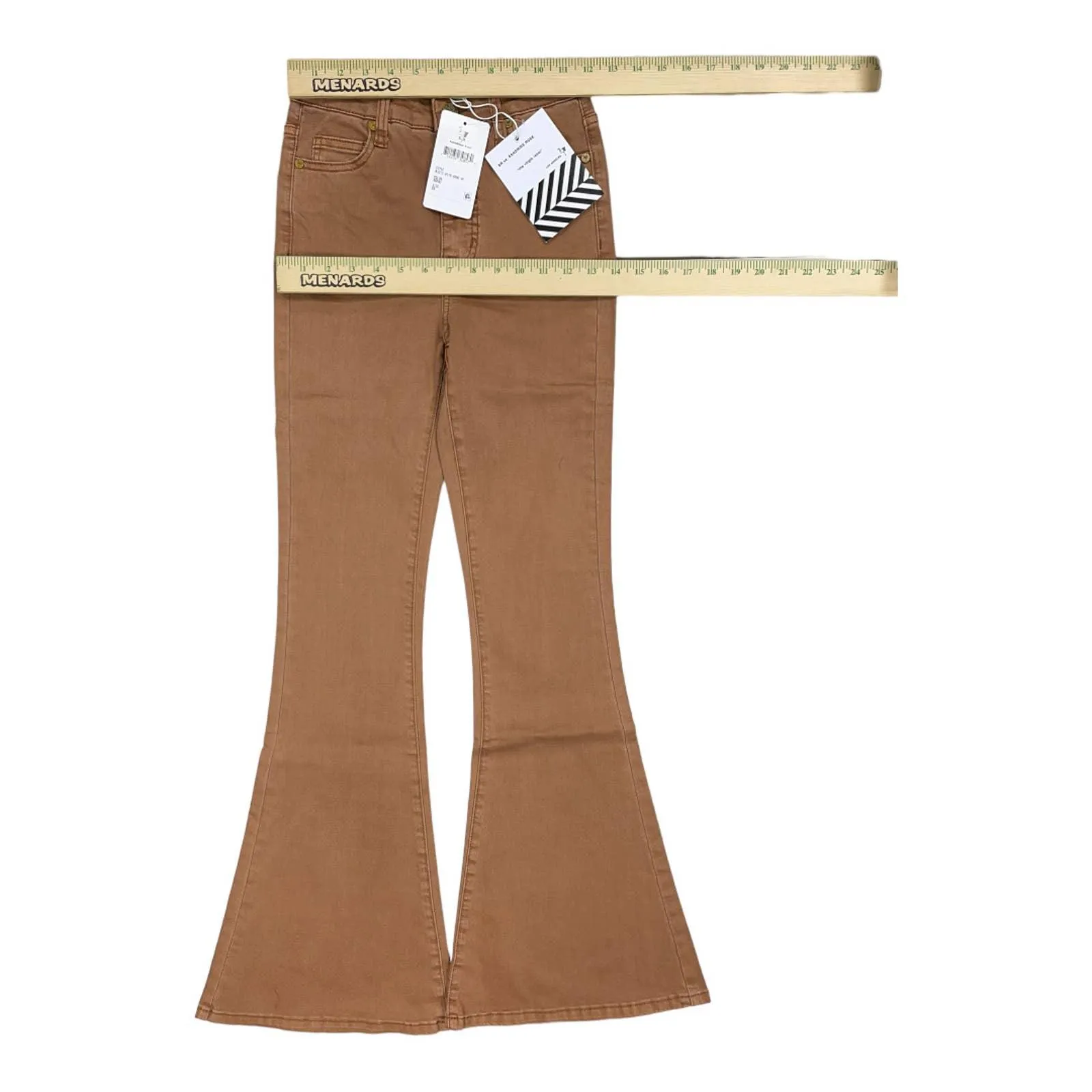 Free People x Sandrine Rose Super Flare Jeans Pants Sz 24 Burnt