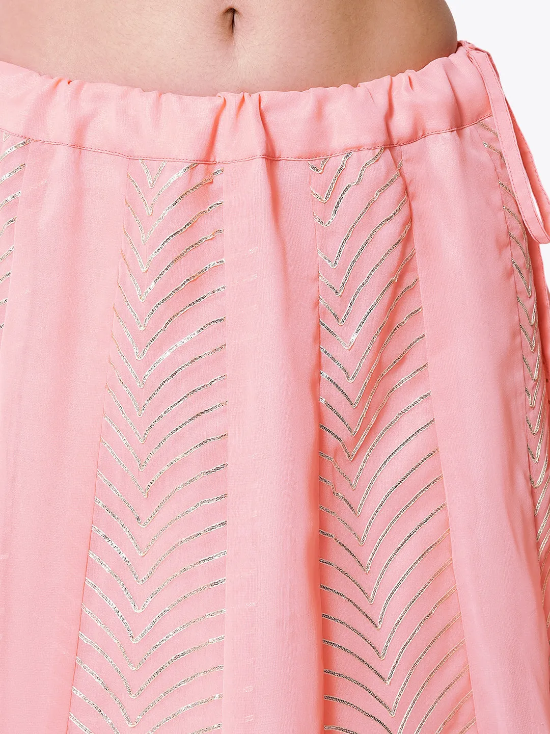 Georgette Gota Embroidered Kalidaar Skirt with Can-can