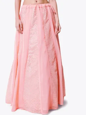 Georgette Gota Embroidered Kalidaar Skirt with Can-can