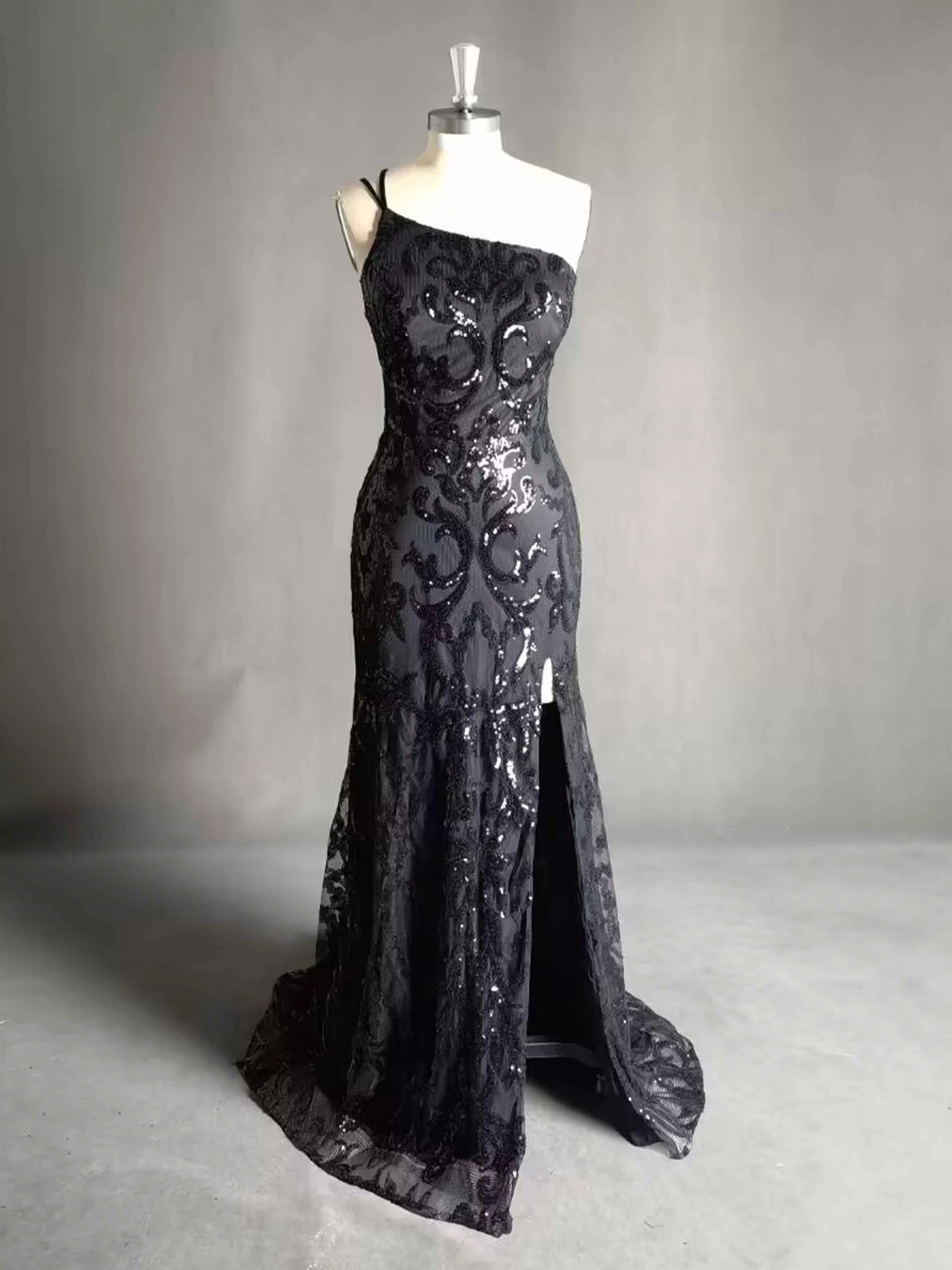 Gracelynn Stylish Black One Shoulder Prom Dresses