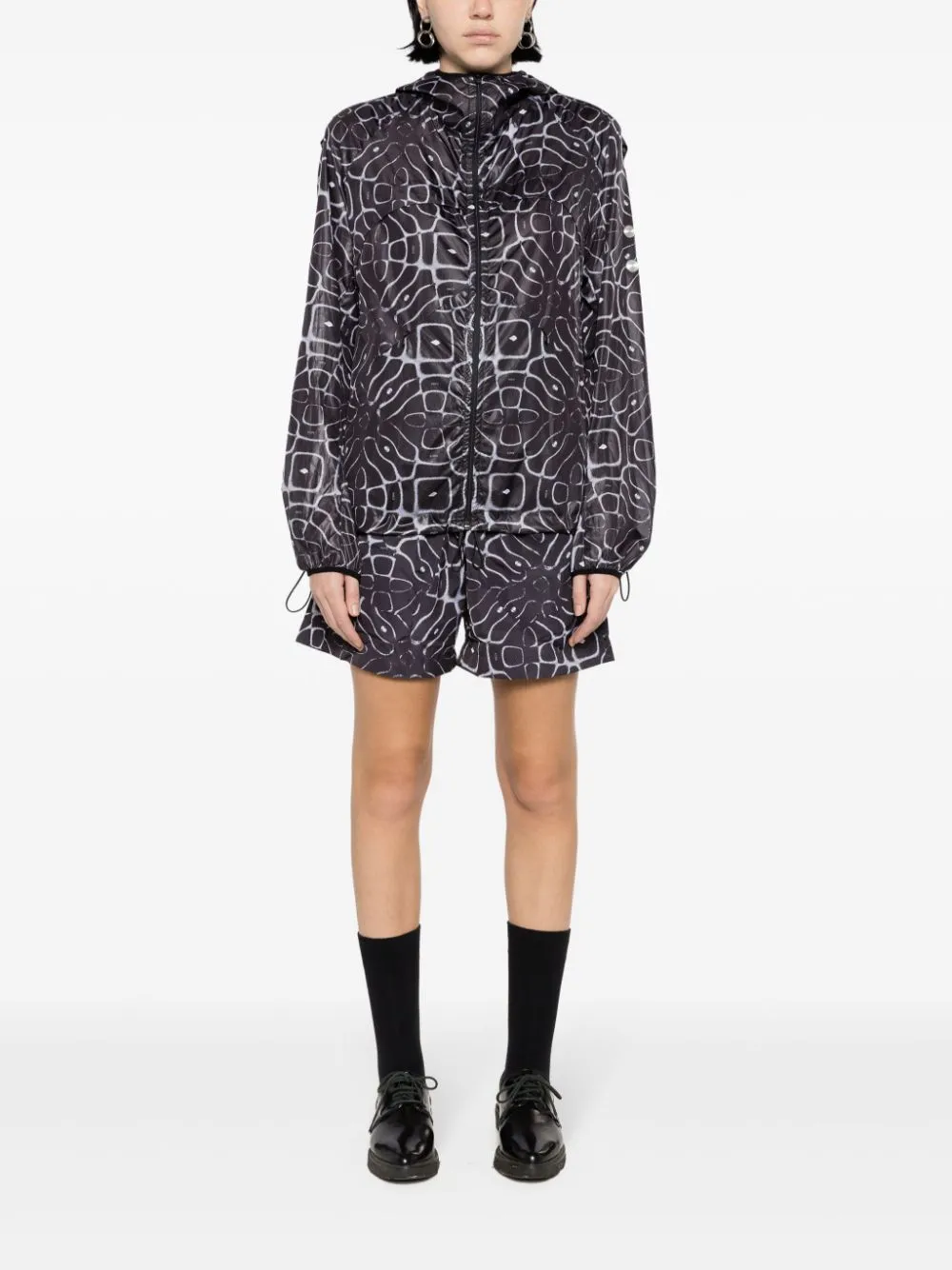 graphic-print hood jacket