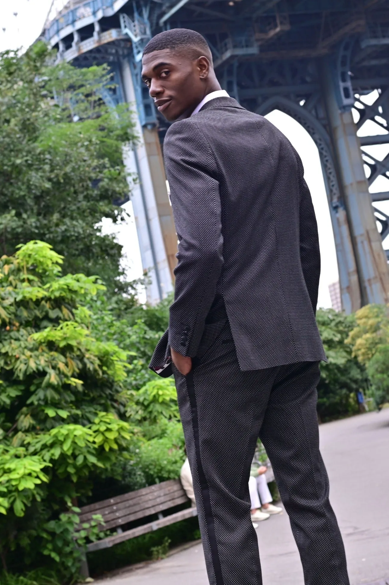 Grosvenor Peak Tux Jacket - slim - Black & White Dots