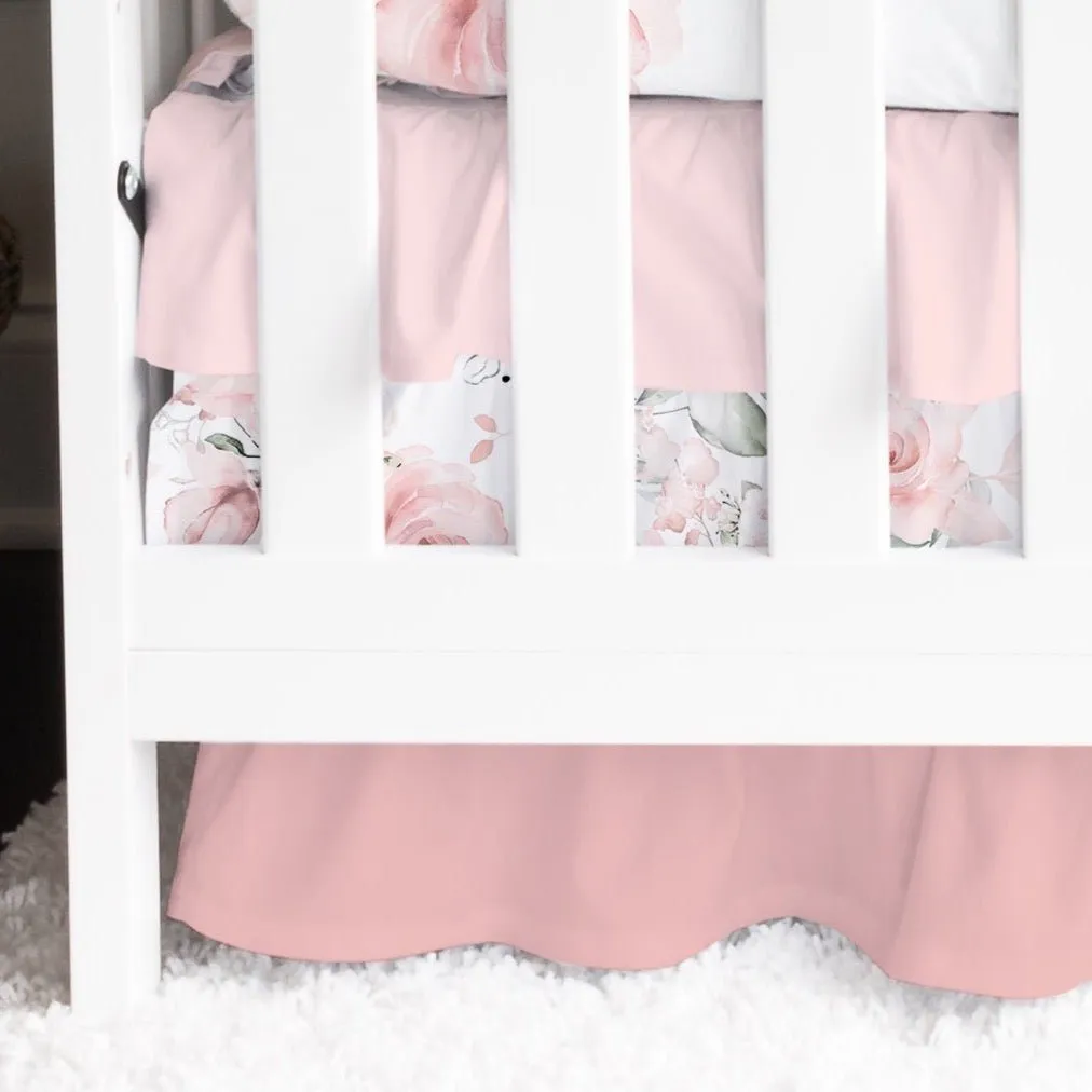 Highland Cow Floral Ruffled Crib Skirt