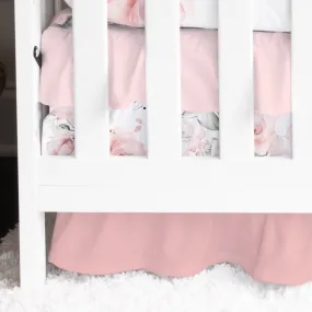 Highland Cow Floral Ruffled Crib Skirt