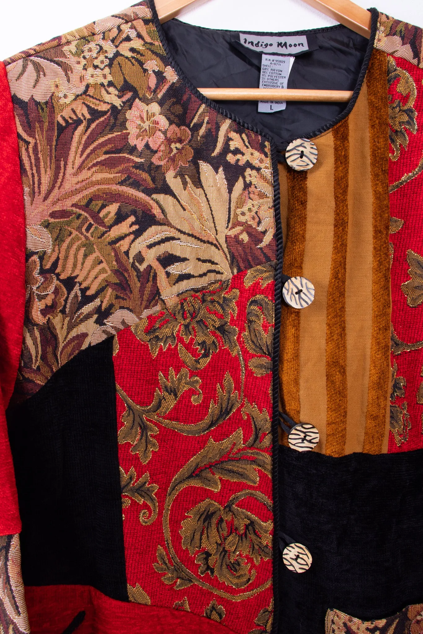 Indigo Moon Red Oriental Tapestry Blazer