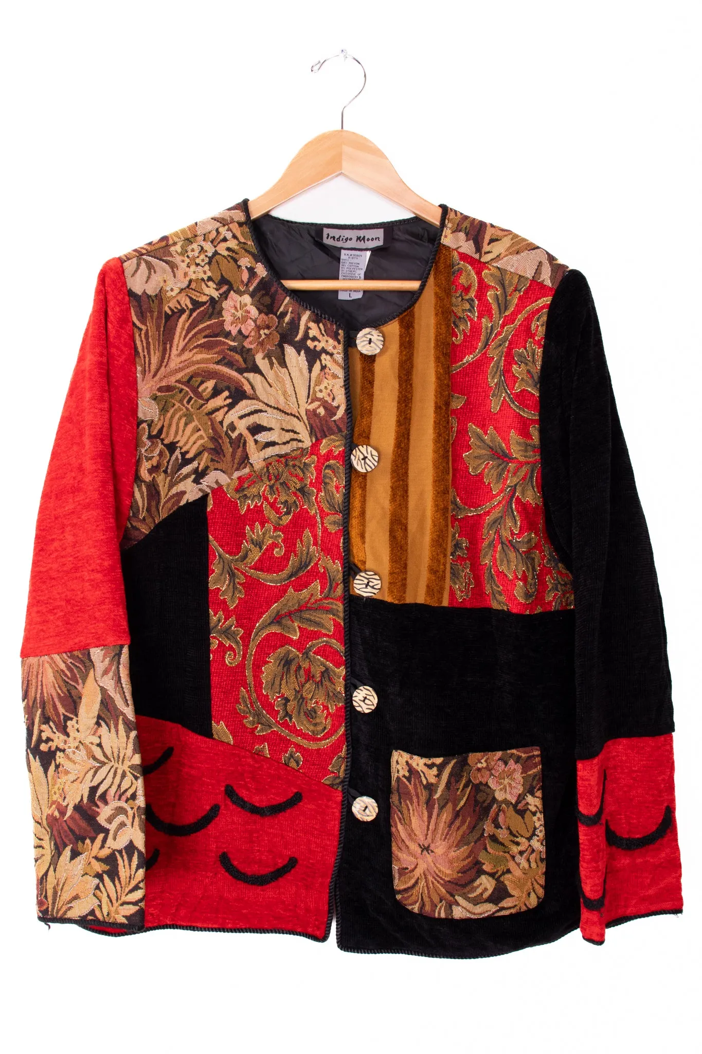 Indigo Moon Red Oriental Tapestry Blazer