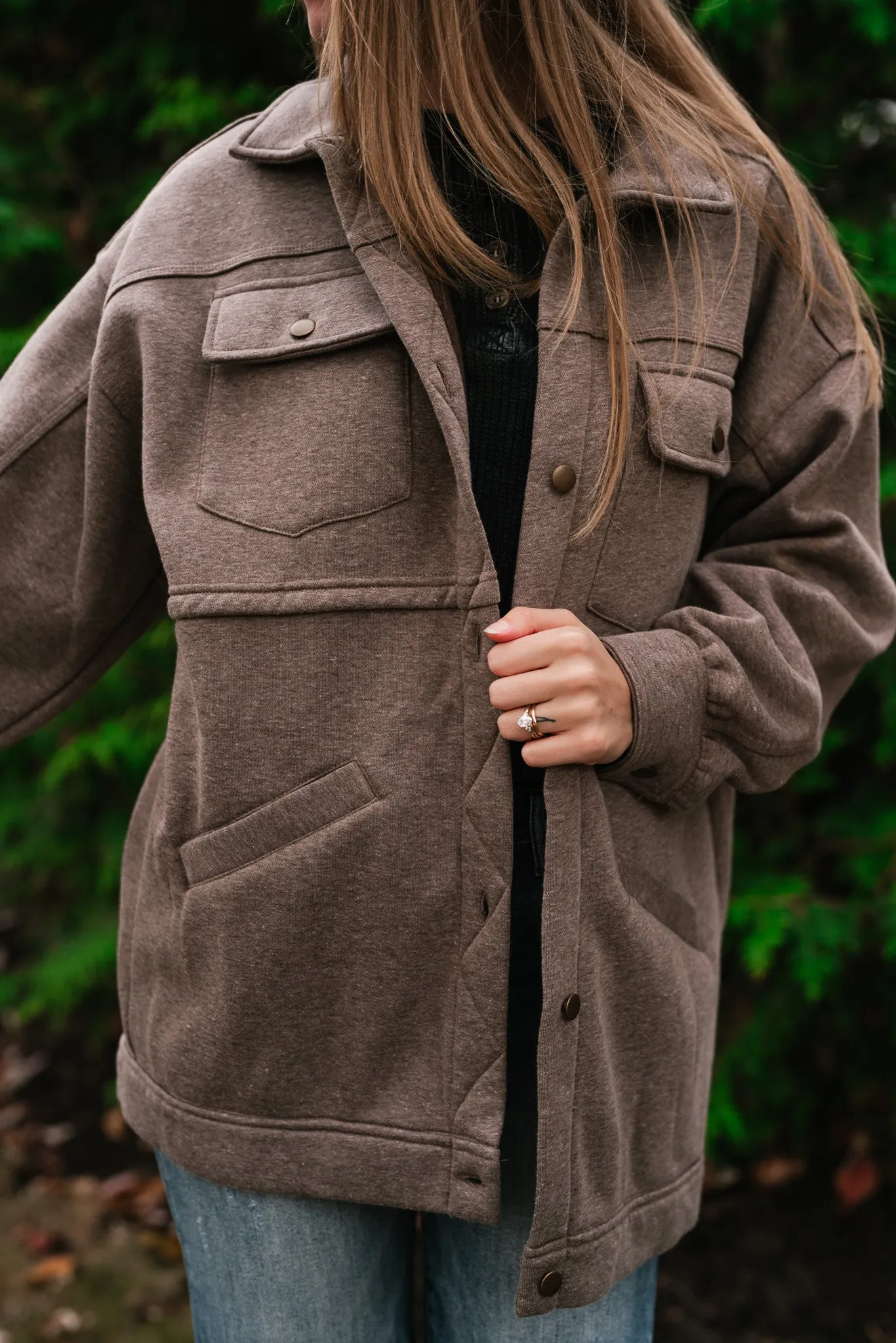 Just Warming Up Collared Shacket