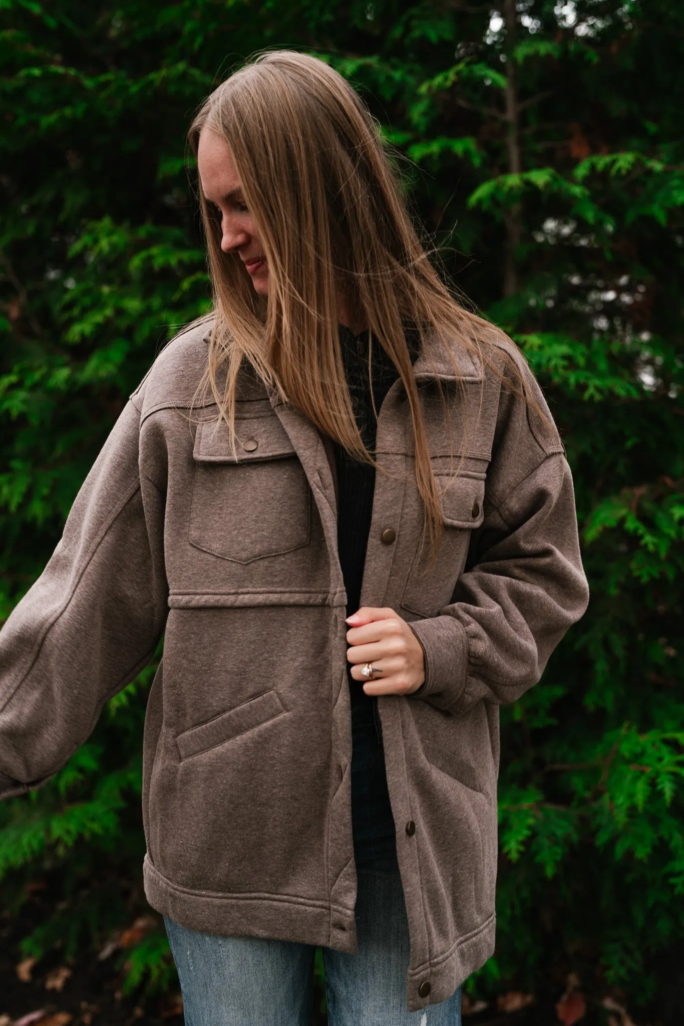 Just Warming Up Collared Shacket