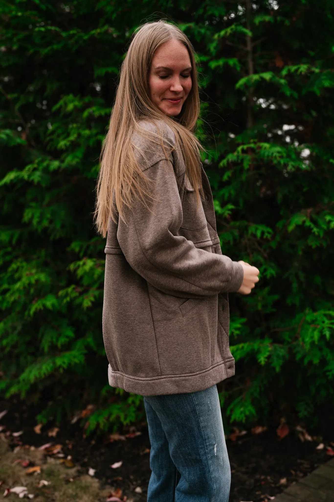 Just Warming Up Collared Shacket