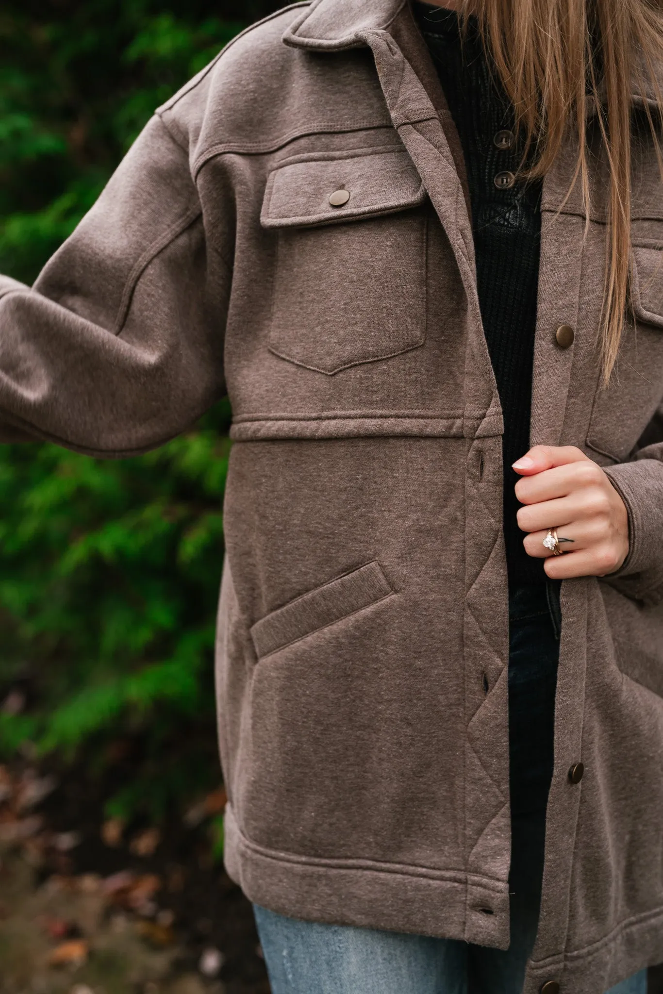 Just Warming Up Collared Shacket