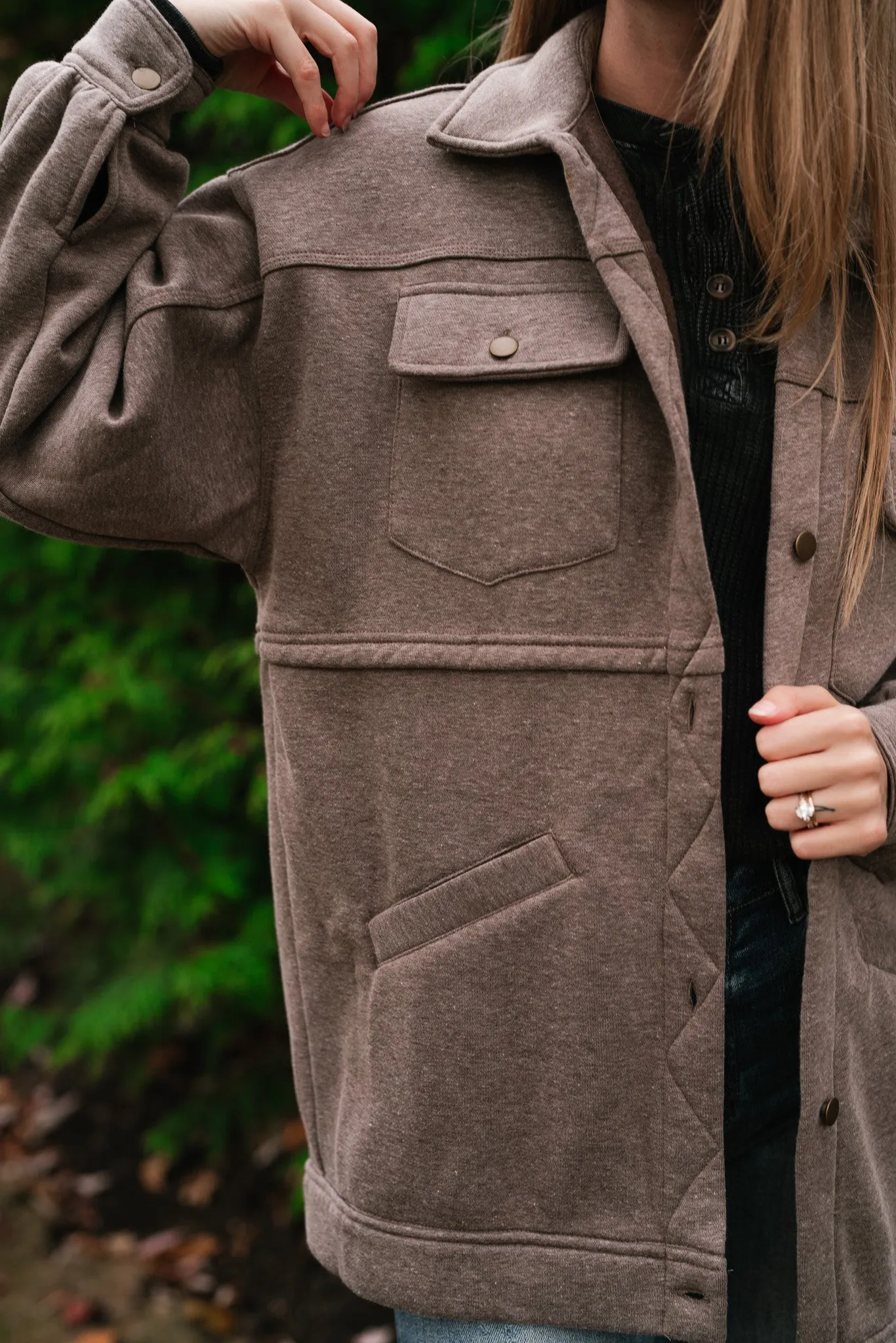 Just Warming Up Collared Shacket