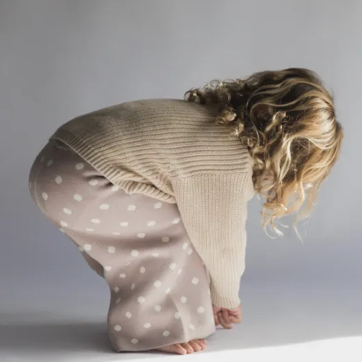 knit polka dot pants in lilac