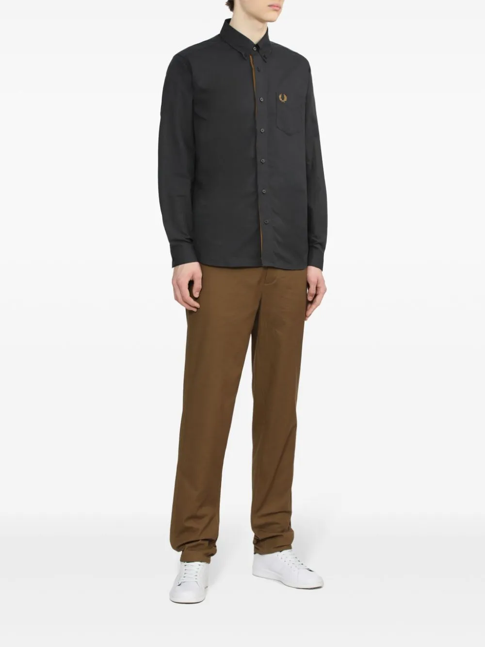 Laurel Wreath-embroidered cotton shirt