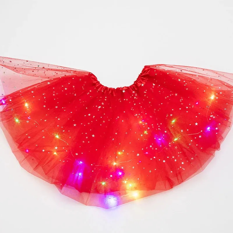 LED Glowing Light Tutu Skirts Fairy Costume