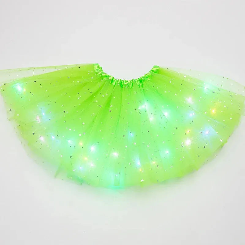 LED Glowing Light Tutu Skirts Fairy Costume