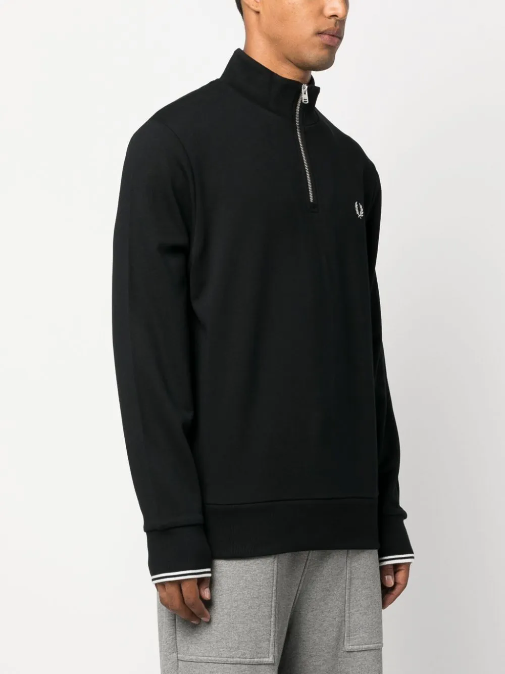 logo-embroidered zip-up jumper