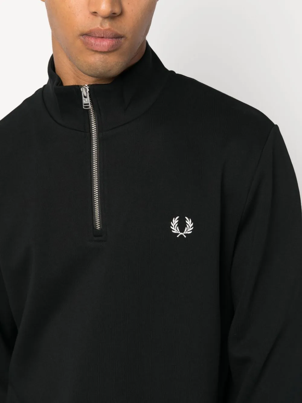 logo-embroidered zip-up jumper