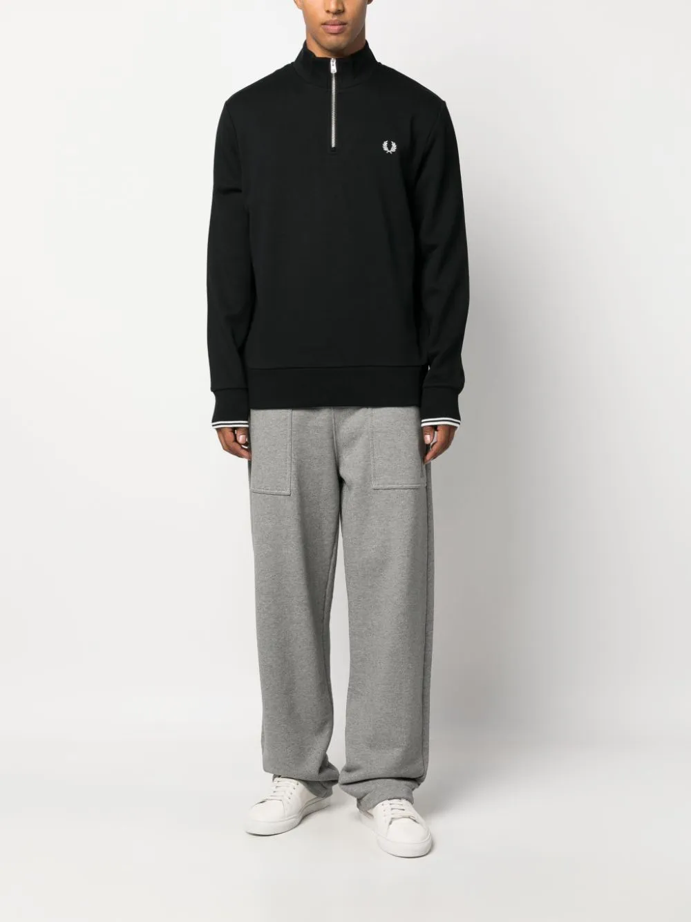 logo-embroidered zip-up jumper