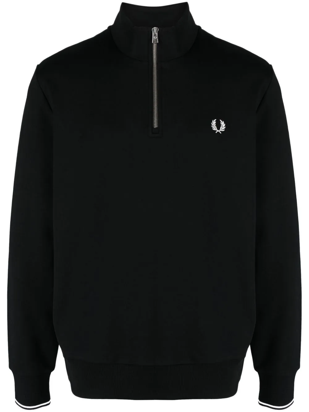logo-embroidered zip-up jumper