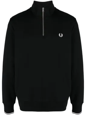 logo-embroidered zip-up jumper