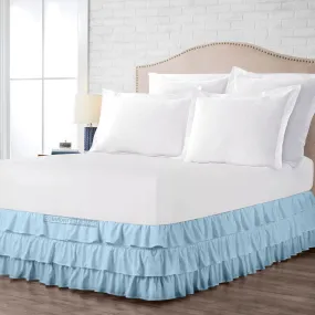 LUXURY LIGHT BLUE MULTI RUFFLE BED SKIRT