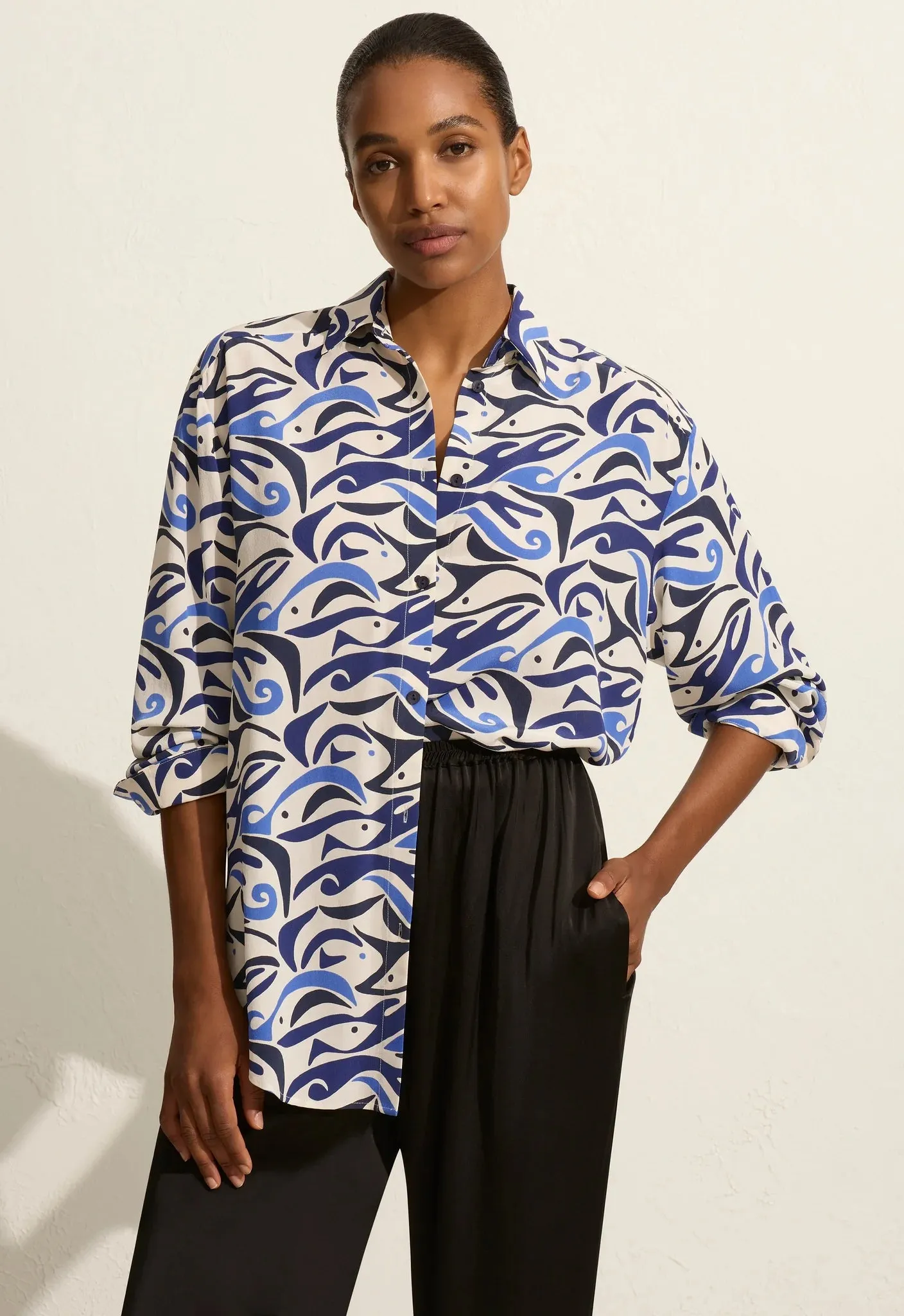 Matteau Long Sleeve Silk Shirt - Pescado