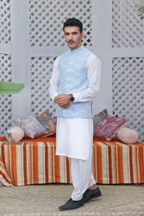 Mens Waistcoat- Frosty Blue