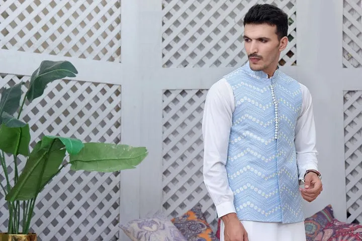 Mens Waistcoat- Frosty Blue