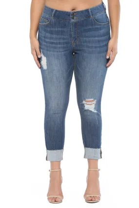 Mid Rise 2 Button Destroyed Skinny