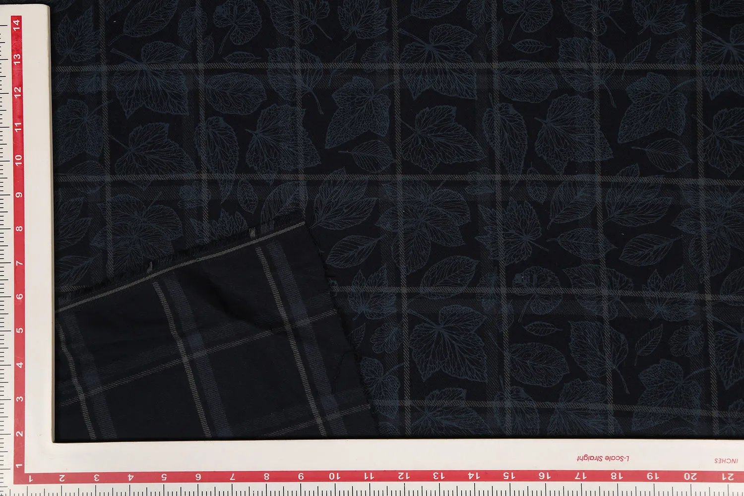 Navy Blue Checks Cotton Twill Fabric