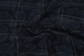 Navy Blue Checks Cotton Twill Fabric