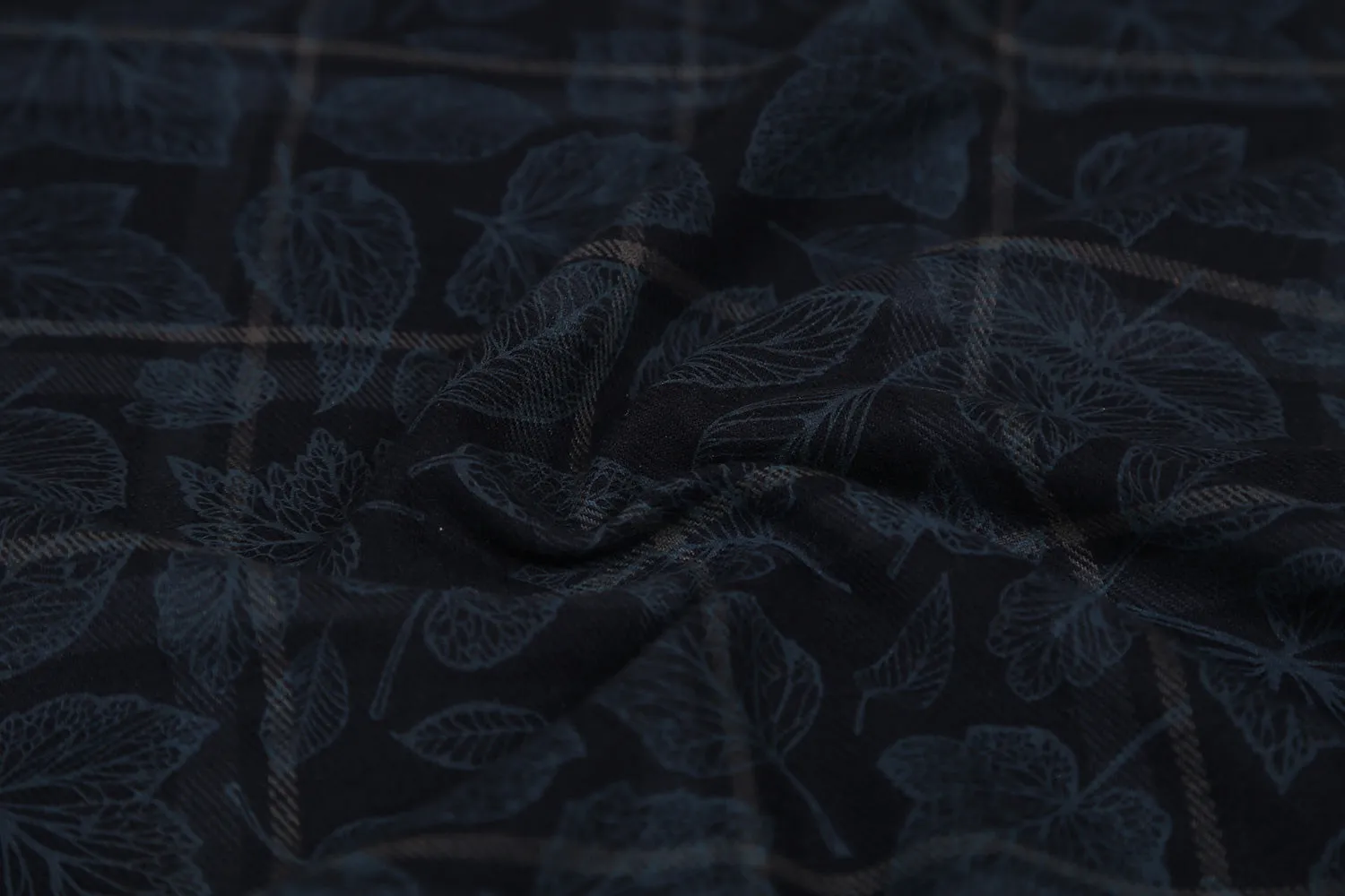 Navy Blue Checks Cotton Twill Fabric