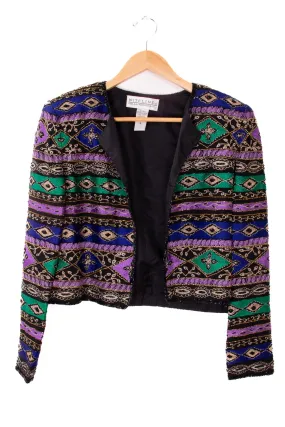 Niteline Della Roufogali Sequin and Embroidered Cropped Blazer