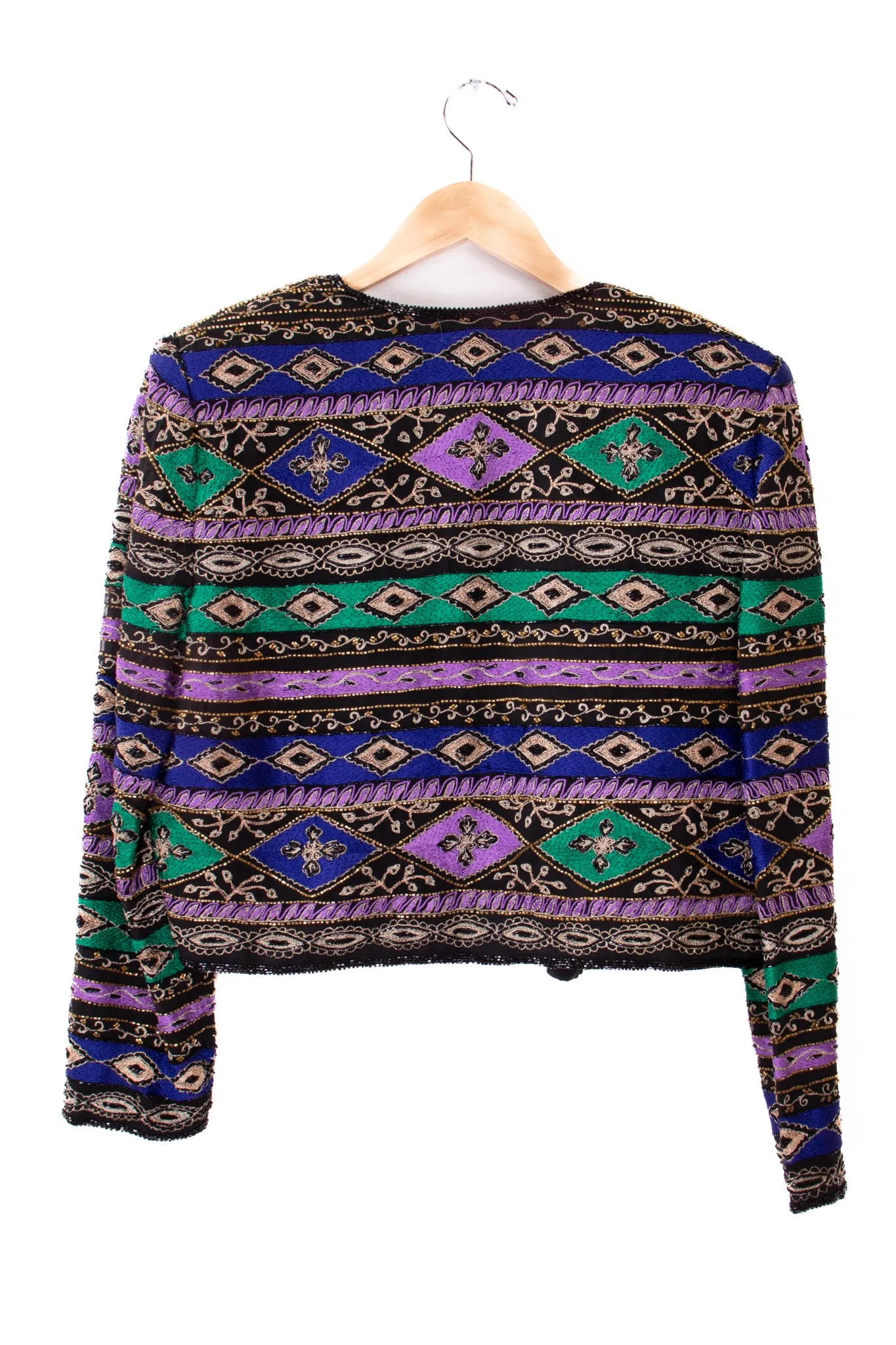 Niteline Della Roufogali Sequin and Embroidered Cropped Blazer