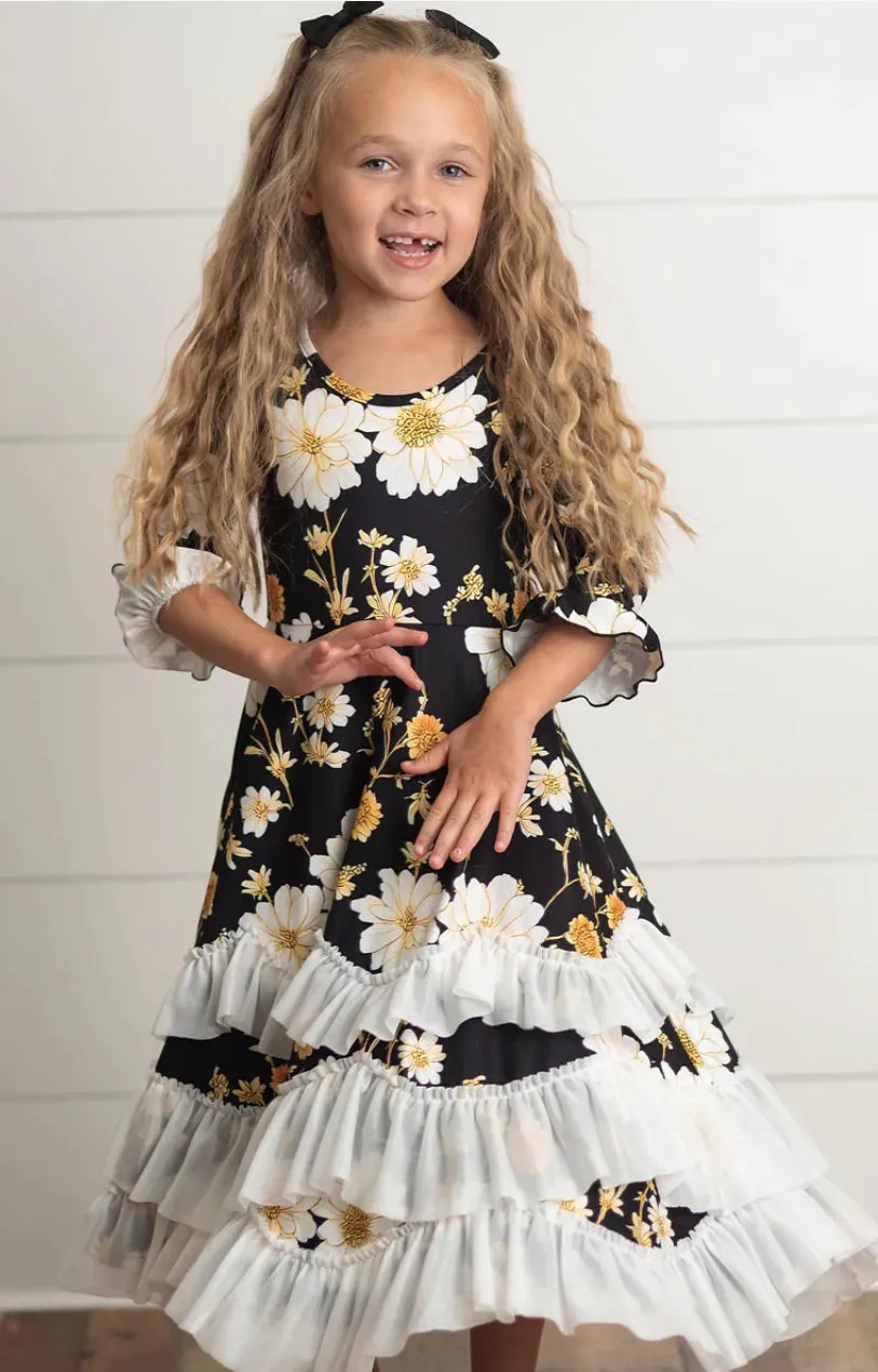 Oopsie Daisy Midnight Navy Ruffles Dress