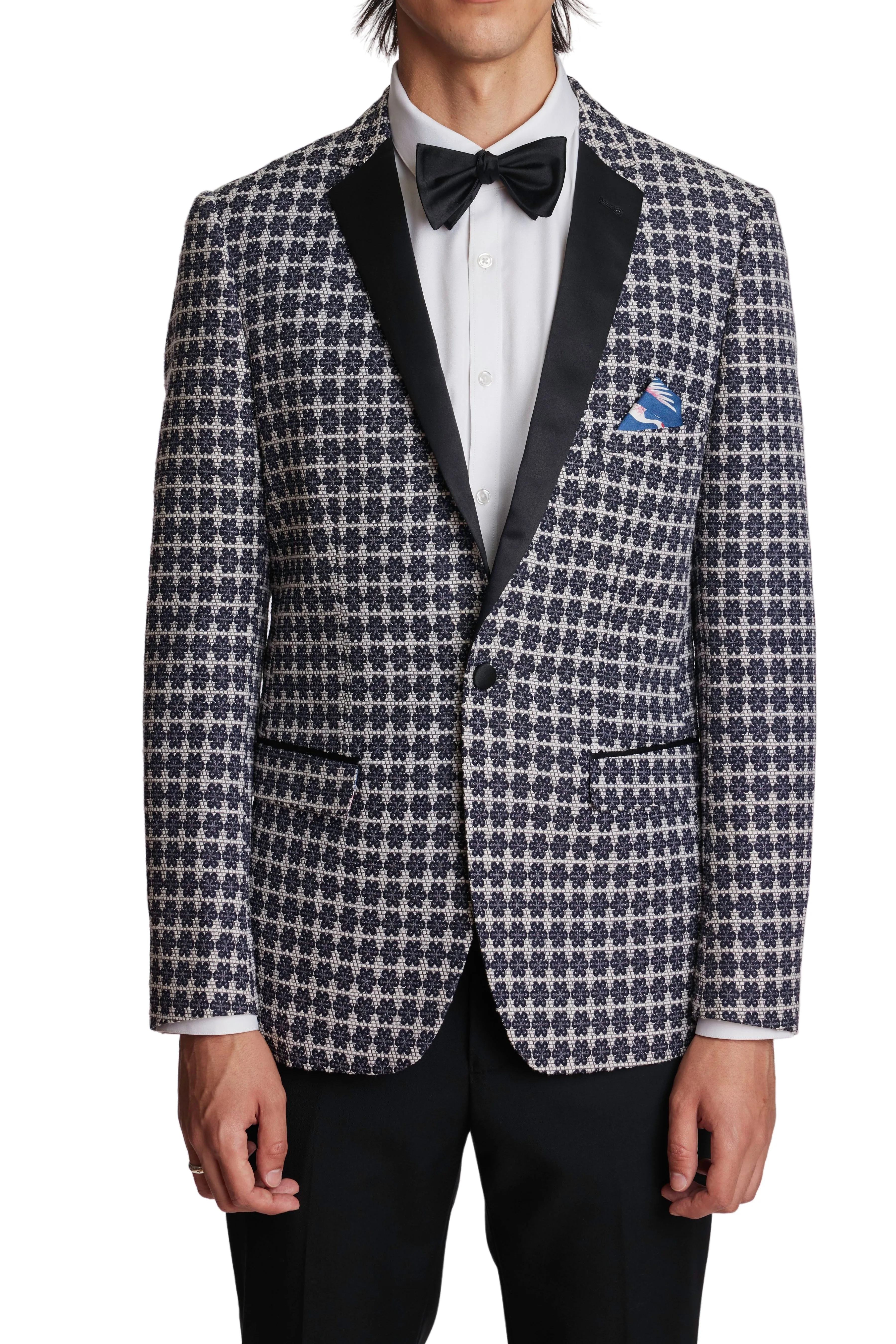 Osborne Notch Tux Jacket - slim - Blue White Flowers