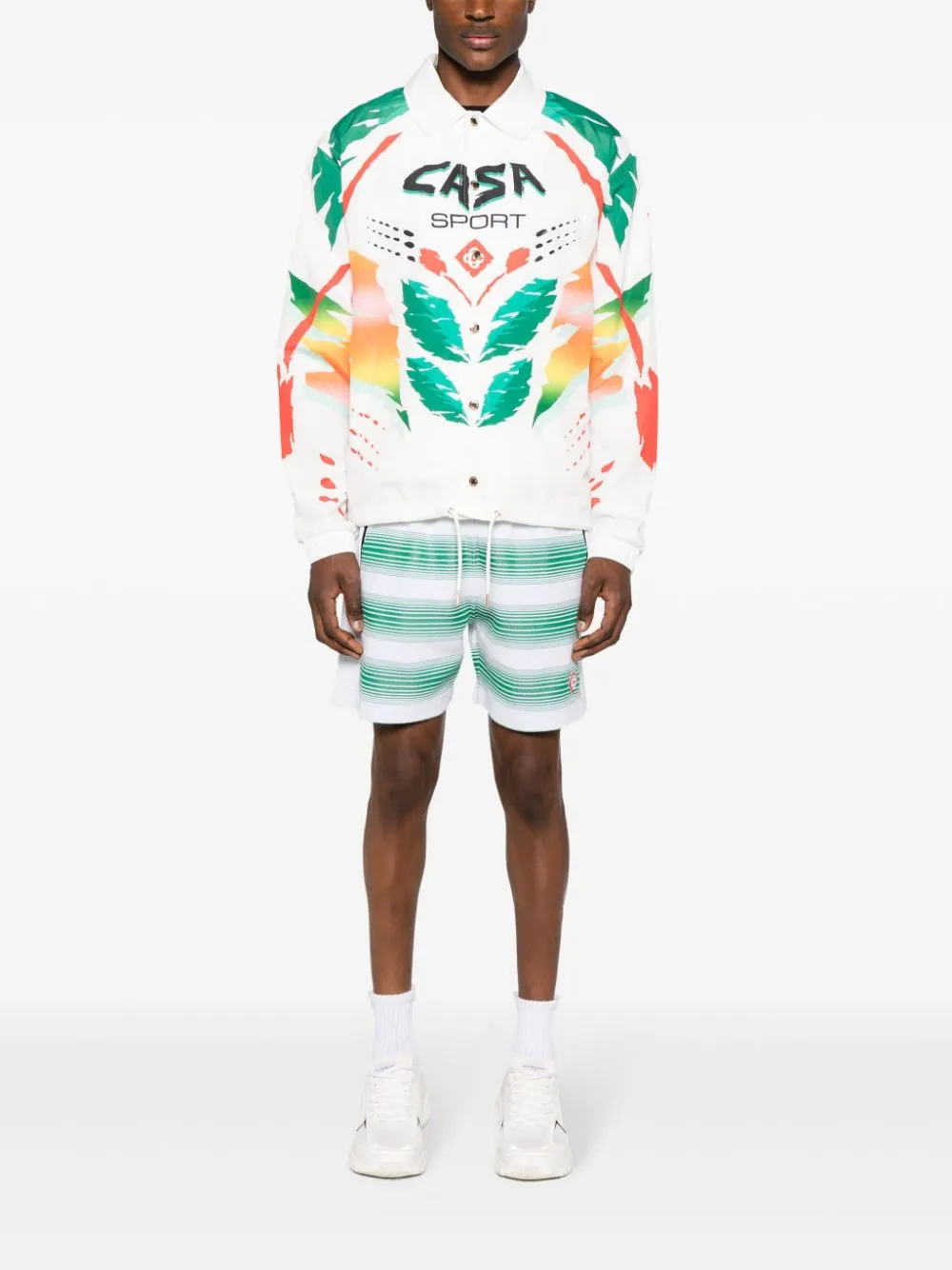 PRINTED NYLON MENS PRINTED COACH JACKET CASA MOTO WHITE