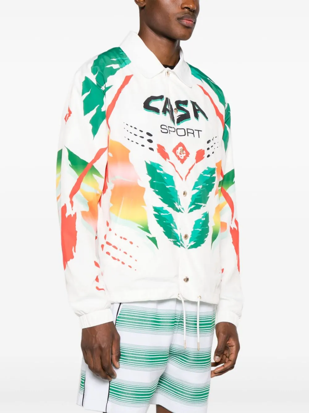 PRINTED NYLON MENS PRINTED COACH JACKET CASA MOTO WHITE