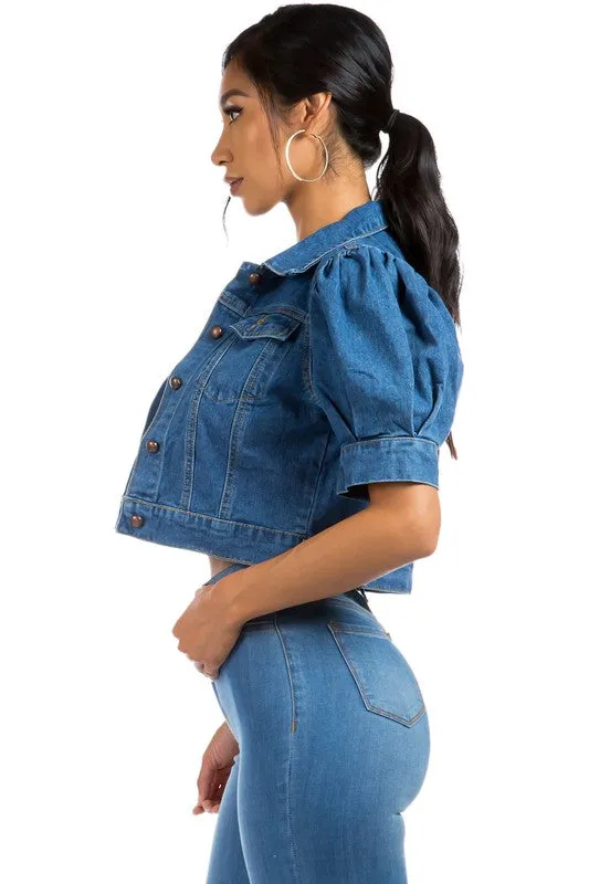 Puff sleeve DENIM JACKET